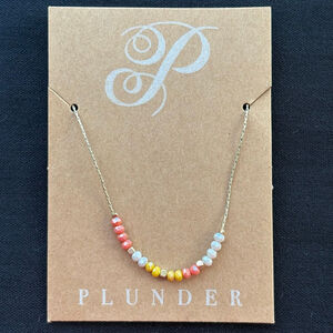 Plunder Gold Tone Multicolor Beaded Necklace One Size